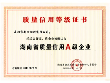 湖南省質量信用A級企業